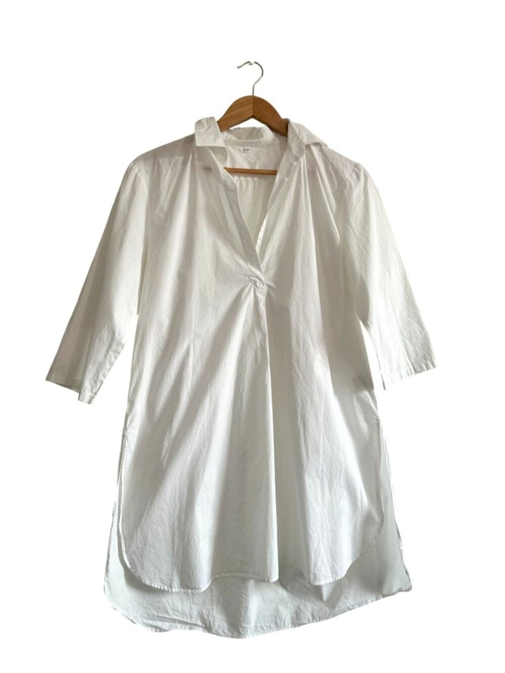 MUJI Cotton White Tunic Shirt –Size L, White